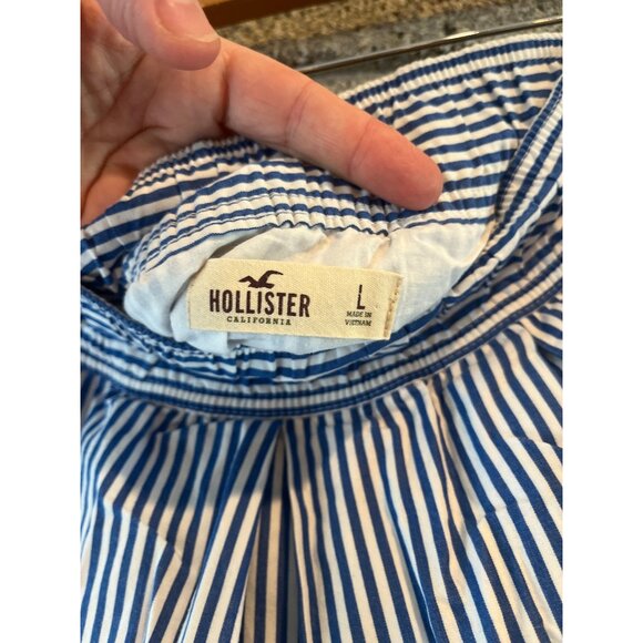 Blue & White Striped Hollister Skater Skirt With Elastic Waistband & Inner Linin - Picture 6 of 10